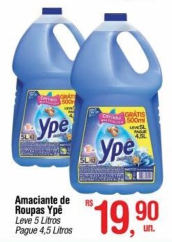 Fort Atacadista Amaciante de Roupas Ypê Leve 5 Litros Pague 4,5 Litros oferta