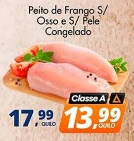 Delta Supermercados Peito de Frango S/ Osso e S/ Pele Congelado oferta