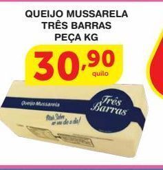 Roldão Queijo mussarela três barras kg oferta