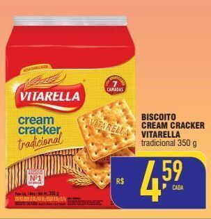 Mercantil Rodrigues Biscoito cream cracker vitarella 350g oferta