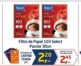 Tenda Atacado Filtro de papel 103 select pacote 30un oferta