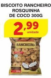 Roldão Biscoito rancheiro rosquinha de coco 300g oferta