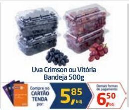 Tenda Atacado Uva crimson ou vitória bandeja 500g oferta