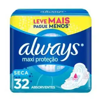 Drogaria Venancio Absorventes always maxi proteção seca com abas 32 unidades oferta
