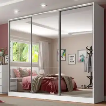 Guarda roupa casal 3 portas com espelho madesa royale