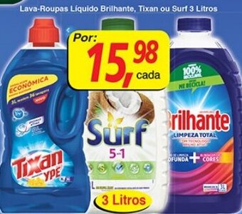 Supermercados Guanabara Lava roupas Liquido Brilhante, Tixan ou Surf 3L oferta