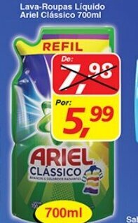 Supermercados Guanabara Lava roupas Liquido Ariel Classico 700ml oferta
