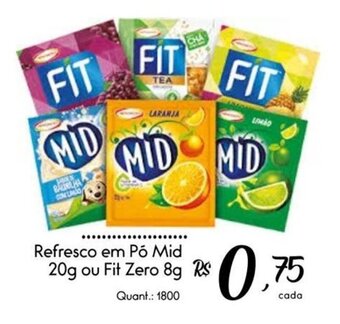 Giassi Supermercados Refresco em Pó Mid 20g ou Fit Zero 8g oferta