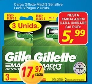 Carga Gillette Mach3 Sensitive Leve 3 Pague 2 Unids.