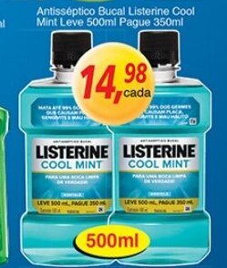 Antisseptico Bucal Listerine Cool Mint Leve 500ml Pague 350ml