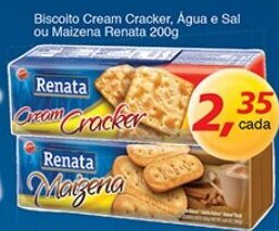 Supermercados Guanabara Biscoito Cream Cracker, Agua e Sal ou Maizena Renata 200g oferta