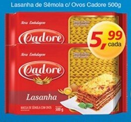 Supermercados Guanabara Lasanha de Semola c/ Ovos Cadore 500g oferta
