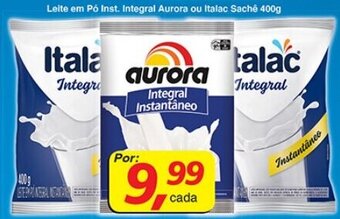 Supermercados Guanabara Leite em po inst. Integral Aurora ou Italac Sache 400g oferta
