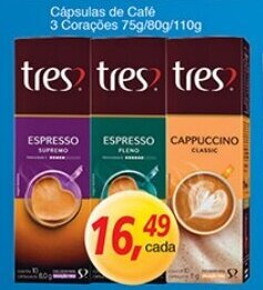 Supermercados Guanabara Capsulas de Cafe 3 Coracoe 75g/80g/110g oferta