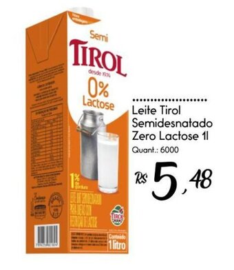Giassi Supermercados Leite Tirol Semidesnatado Zero Lactose 1L oferta