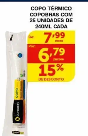 Roldão Copo térmico copobras com 25 unidades de 240ml cada oferta
