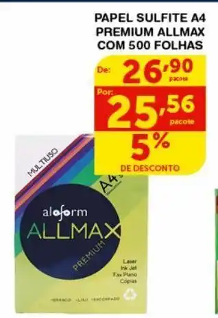 Roldão Papel sulfite a4 premium allmax com 500 folhas oferta