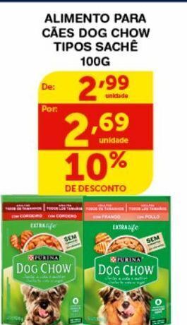 Alimento para cães dog chow tipos sachê 100g