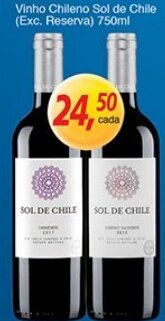 Supermercados Guanabara Vinho Chileno Sol de Chile (exc, Reserva) 750ml oferta