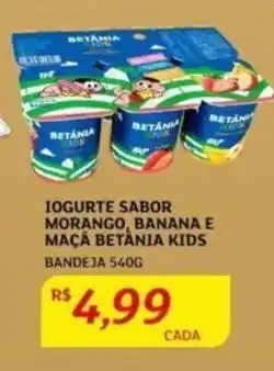 Assaí Atacadista IOGURTE SABOR MORANGO, BANANA E MAÇA BETANIA KIDS BANDEJA 540G oferta