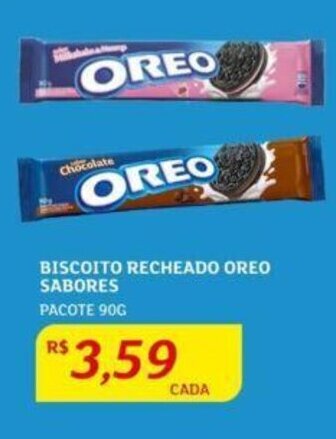 BISCOITO RECHEADO OREO SABORES PACOTE 90G