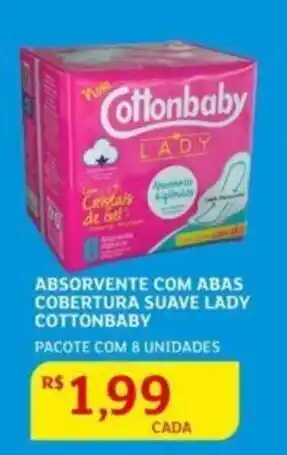 Assaí Atacadista ABSORVENTE COM ABAS COBERTURA SUAVE LADY COTTONBABY PACOTE COM 8 UNIDADES oferta