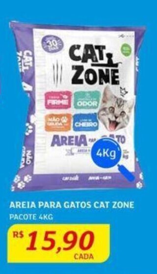 Assaí Atacadista AREIA PARA GATOS CAT ZONE PACOTE 4KG oferta