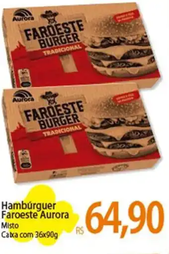Atacadão Hambúrguer Faroeste Aurora Misto Cabxa com 36x90g oferta