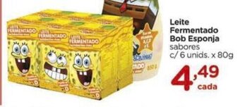 Carrefour Leite Fermentado Bob Esponja sabores c/6 unids. x 80g oferta