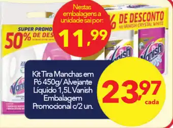 Lopes Supermercados Kit Tira Manchas em po 450g/ Alvejante Liqiudo 1.5L Vanish Embalagem Promocional c/ 2un. oferta