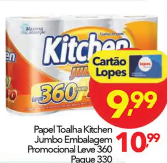 Lopes Supermercados Papel Toalha Kitchen Jumbo Embalagem Promocional Leve 360 Pague 330 oferta