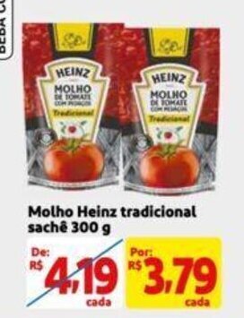Extra Supermercado Molho Heinz tradicional sachê 300 g oferta