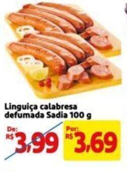 Extra Supermercado Linguiça calabresa defumada Sadia 100 g oferta