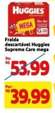 Extra Supermercado Fralda descartável Huggies Supreme Care mega oferta