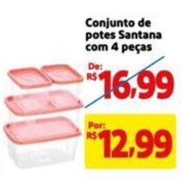 Conjunto de potes Santana com 4 peças