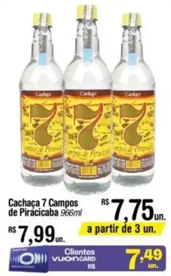 Cachaça 7 Campos de Piracicaba 966ml