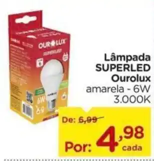 Carrefour Lâmpada SUPERLED Ourolux amarela - 6W 3.000K oferta