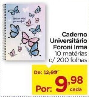 Carrefour Caderno Universitário Foroni Irma 10 matérias c/ 200 folhas oferta