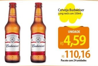 Atacadão Cerveja Budweiser Long neck com 330ml oferta