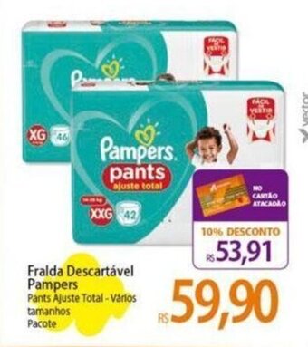 Atacadão Fralda Descartável Pampers Pants Ajuste Total-Vários tamanhos Pacote oferta