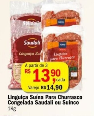 Ultrabox Linguiça Suína Para Churrasco Congelada Saudali ou Suinco 1kg oferta