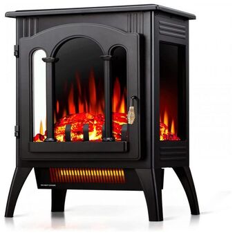 Lareira eletrica com chamas 3d ajustaveis, 1000, 1500w, 110v, zafro, preta