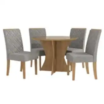 Conjunto mesa csj843-frv4 4 lugares cadeiras estofadas 2cad149fr a031