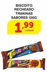 Roldão Biscoito recheado trakinas sabores 126g oferta