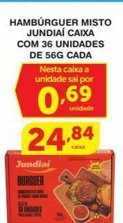 Roldão Hambúrguer misto jundiaí caixa com 36un 56g oferta