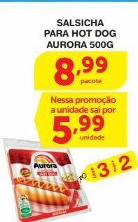 Roldão Salsicha para hot dog aurora 500g oferta