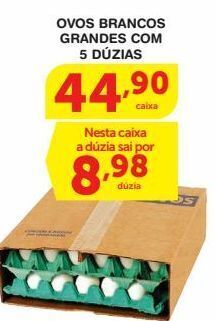 Roldão Ovos brancos grandes com 5 dúzias oferta