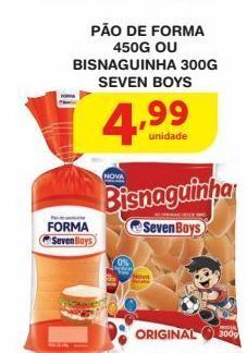 Roldão Pão de forma 450g ou bisnaguinha 300g seven boys oferta