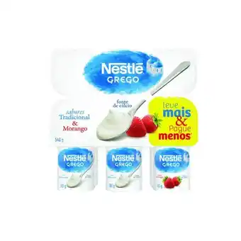 Mercadinhos São Luiz Iogurte grego nestlé tradicional e morango leve mais pague menos 540g oferta