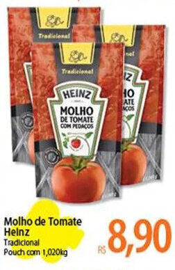 Atacadão Molho de Tomate Heinz Tradicional Pouch com 1,020kg oferta